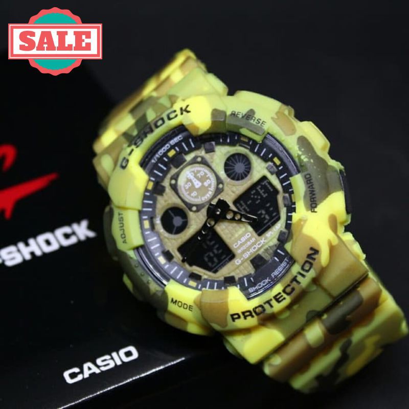 Promo JAM TANGAN PRIA G SHOCK ARMY YELLOW