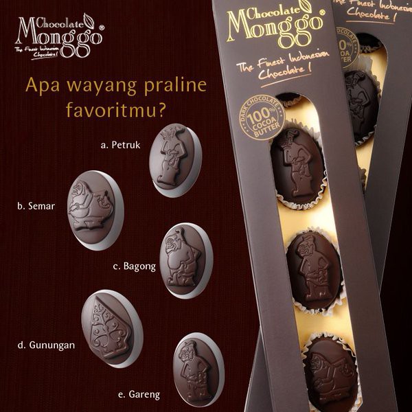 

Souvenir KHAS; Cokelat Monggo WAYANG #Cinderamata Chocolate Jogja
