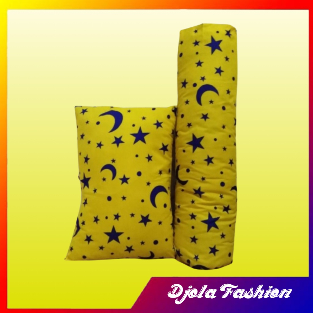 Sarung Bantal Sarung Guling Motif Bulan Bintang Kuning Biru/Sarung Bantal Murah/Sarung Bantal Guling