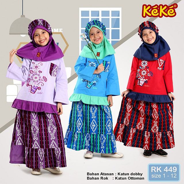 KEKE RK 449 BAJU MUSLIM ANAK KOMBINASI ROK KEKE BUSANA MUSLIM