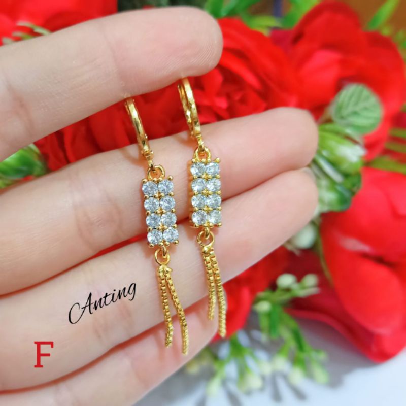 Anting TITANIUM Jurai variasi motif anti karat Gold perhiasan wanita korea