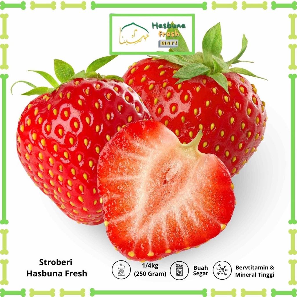 

Strawberry Segar HASBUNA Fresh Mart 1 pack 250 Gram | Bergaransi