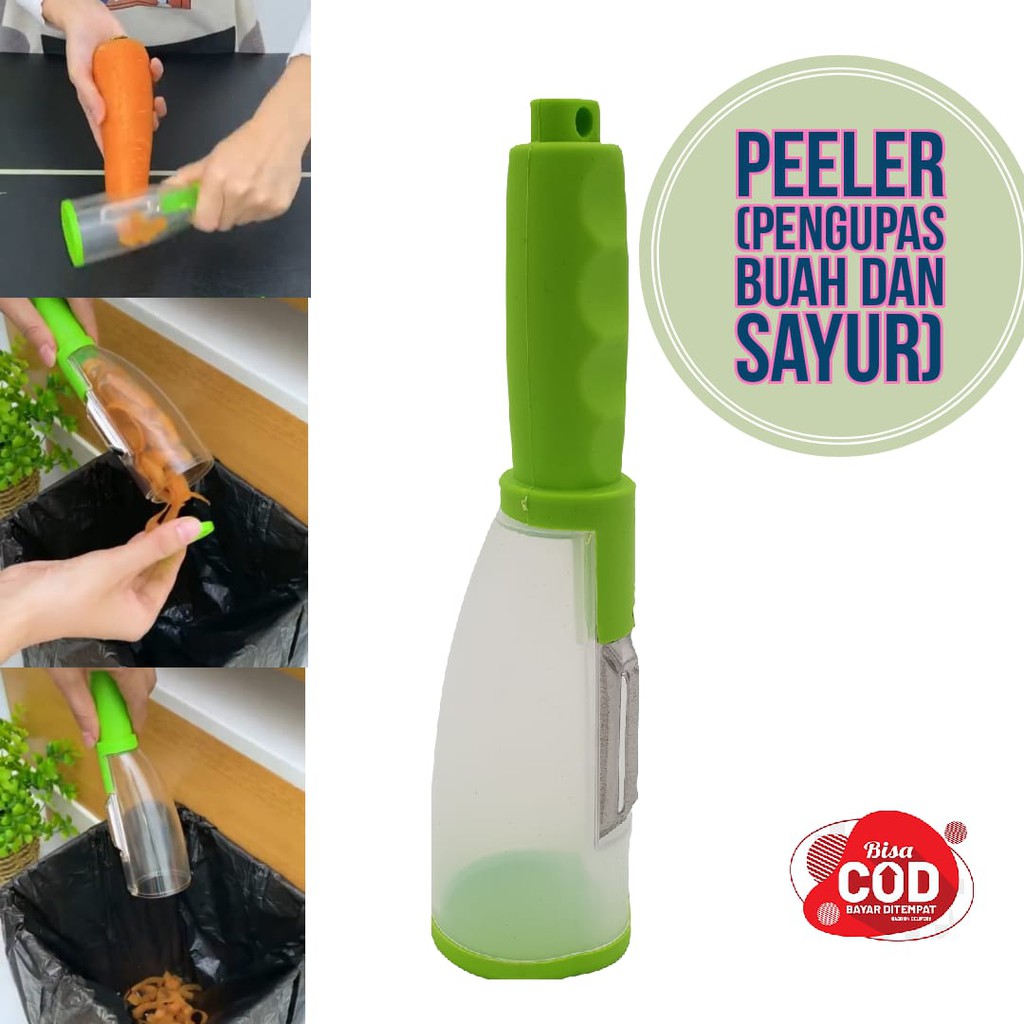 Pisau Kupas Buah Dan Sayur Model Tabung / Pisau Kupas Dengan Tempat Sampah / Peeler Serbaguna