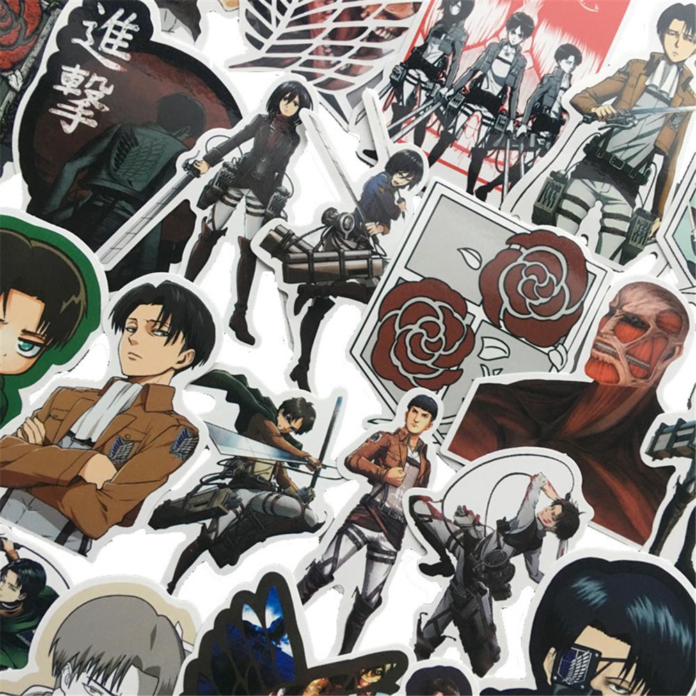 Agustina Anime Attack on Titan 42Pcs/Lot PVC Untuk Laptop Skateboard Notebook Graffiti Stiker Jepang Kartun Alat Tulis Sticker Anime Sticker