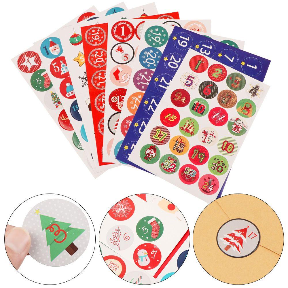 R-flower Paper Stickers Candy Gift Packaging Sealing Stiker Angka Merry Christmas