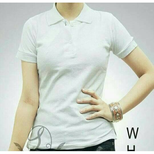 Polo Shirt Putih Wanita / Kaos Seragam Polos Berkerah / Kaos Cewek Ck9200