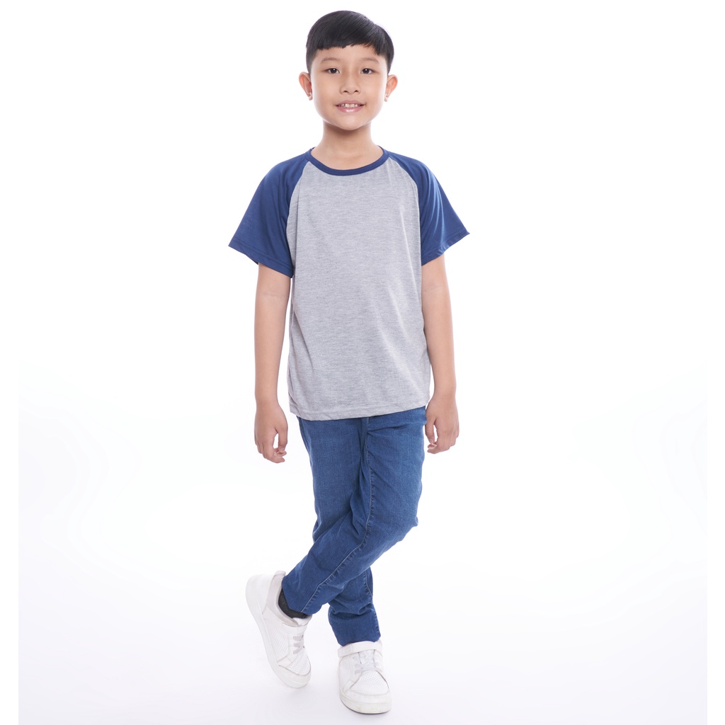 Kaos Raglan Anak | Polos | Lengan pendek | Ukuran 2-4-6-8 | Unisex Cewek Cowok