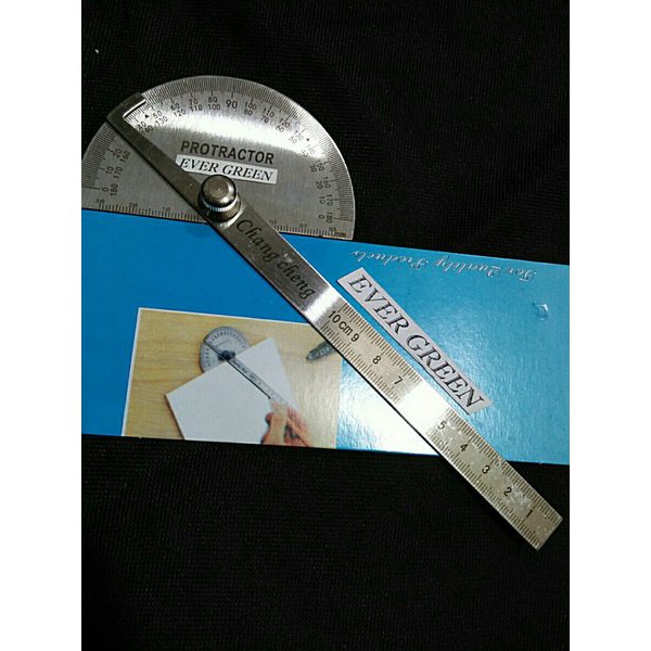 MISTAR kombinasi BUSUR DERAJAT bahan Besi STAINLESS STEEL Alat Ukur Teknik sebagai Penggaris Mistar