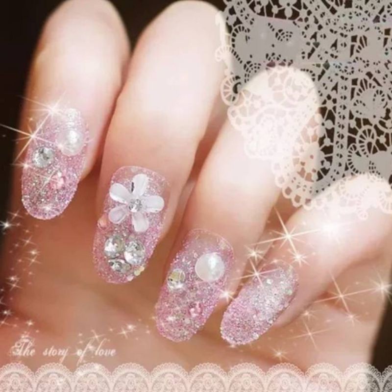 Kuku Palsu 3D/ Nail Art/ untuk Pengantin/isi 24pcs Fake Nails for Bride