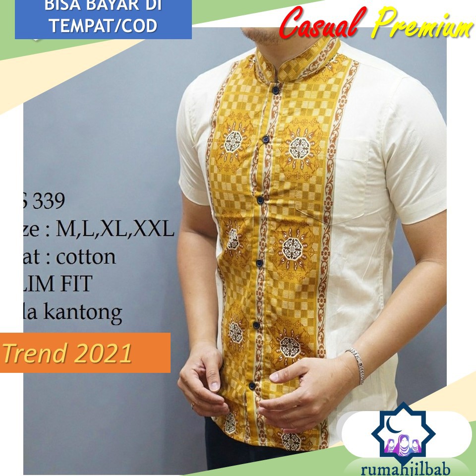 Baju Koko Pria Lengan Pendek GoldenGate Trend 2021 Ala Santri Modern LS 339