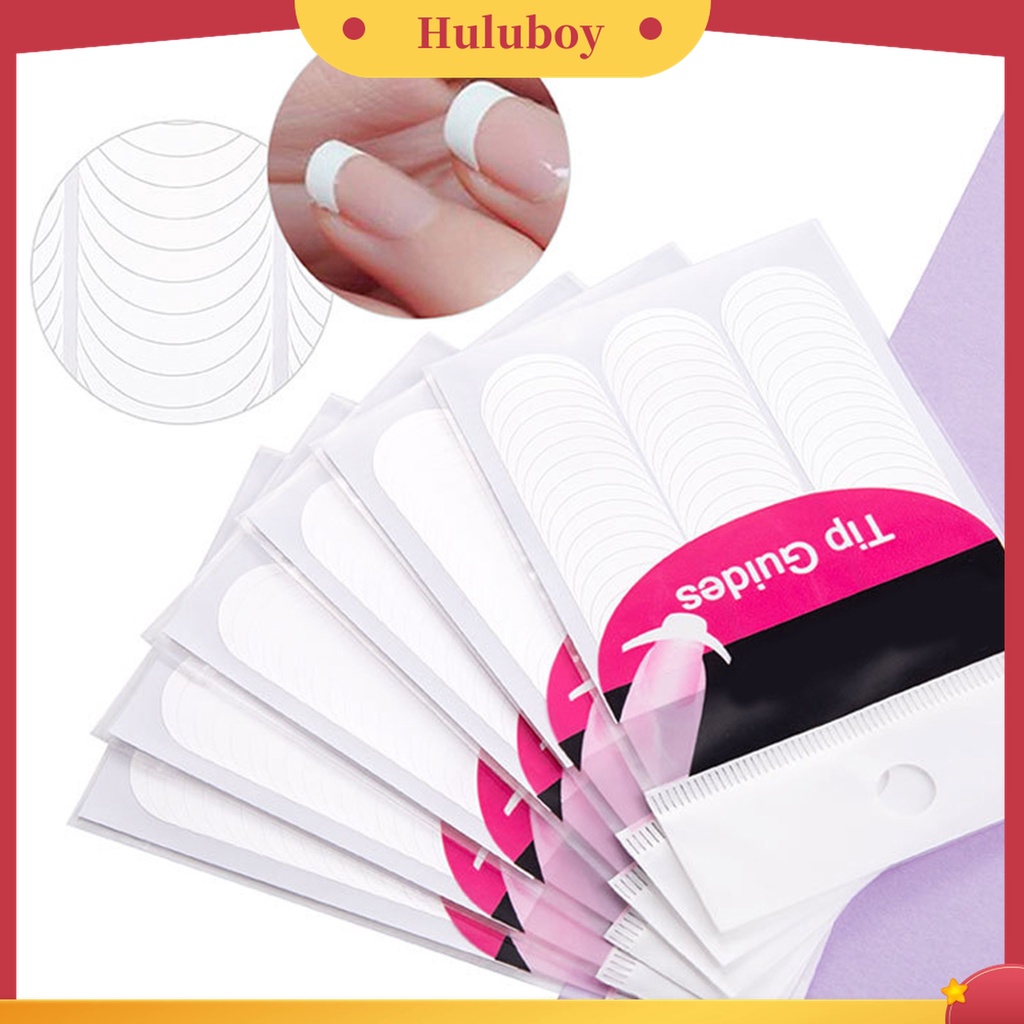 Huluboy Huluboy♡ 10 / 50Pcs Stiker Stensil Panduan Desain Print Warna Putih Ultra Tipis Untuk Manicure Wanita