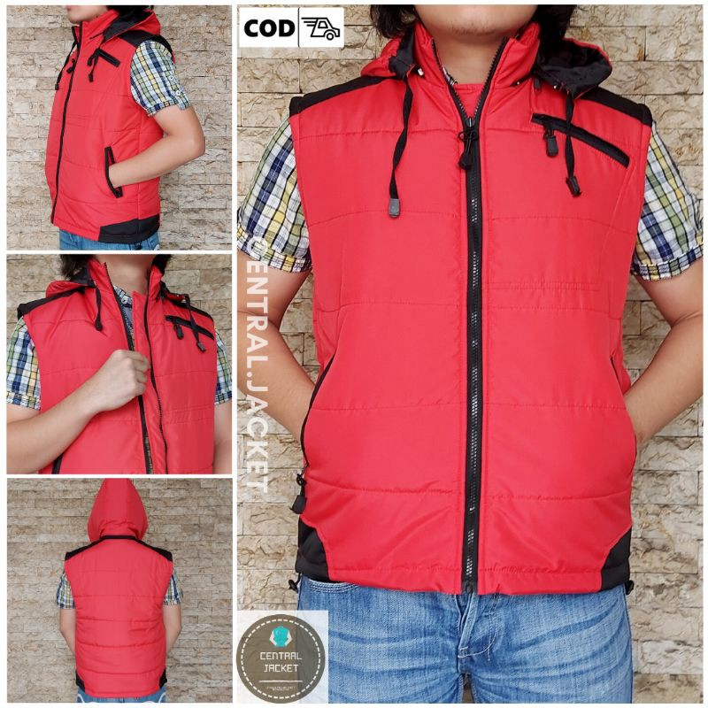 Rompi Parasut Motor Red and Blue - Jaket Rompi Pria - Rompi Outdoor