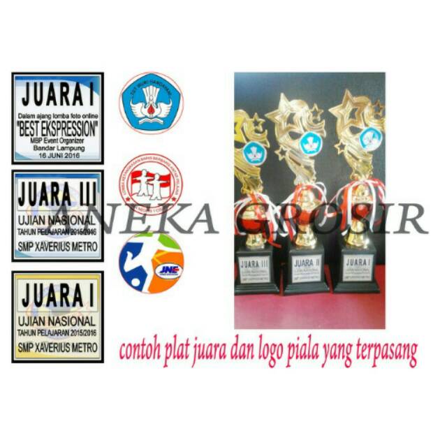  Label  stiker logo dan plat untuk piala  trophy Shopee 