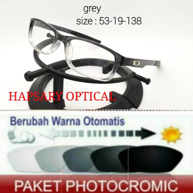 Frame Kacamata Pria Sporty Free Lensa Photocromic Anti UV, Kaca mata Minus, Kacamata Plus