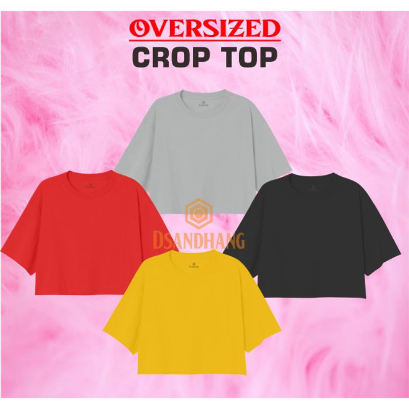 KAOS CROP TEE OVERSIZED CROP TOP OVERSIZED WANITA POLOS PREMIUM