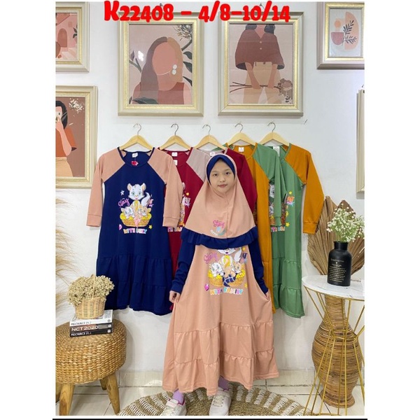 gamis voxy set hijab anak