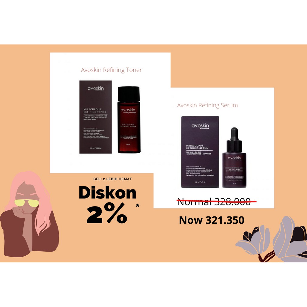 PAKET BUNDLING REFINING TONER 20ML + REFINING SERUM AVOSKIN | AVOSKIN MURAH | BUNDLING AVOSKIN