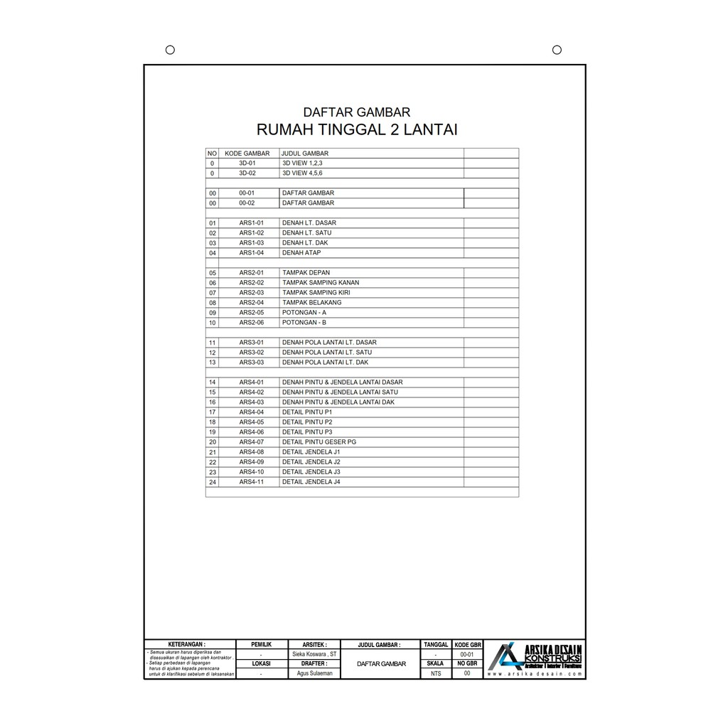 Desain Rumah Tingkat Ukuran 8x18 M Kode 2 196 Arsika Desain