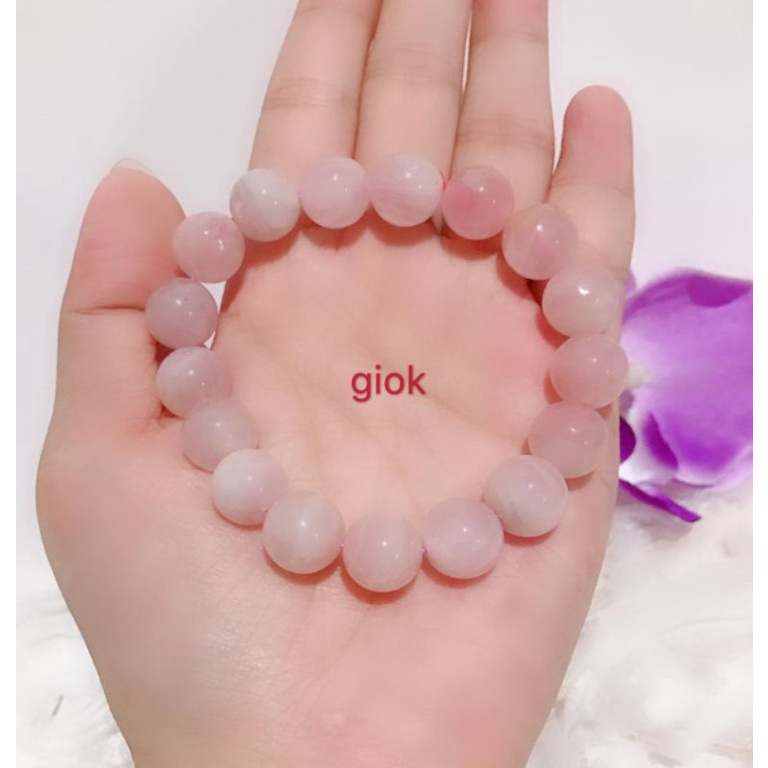 Gelang giok warna pink karet terawet ready