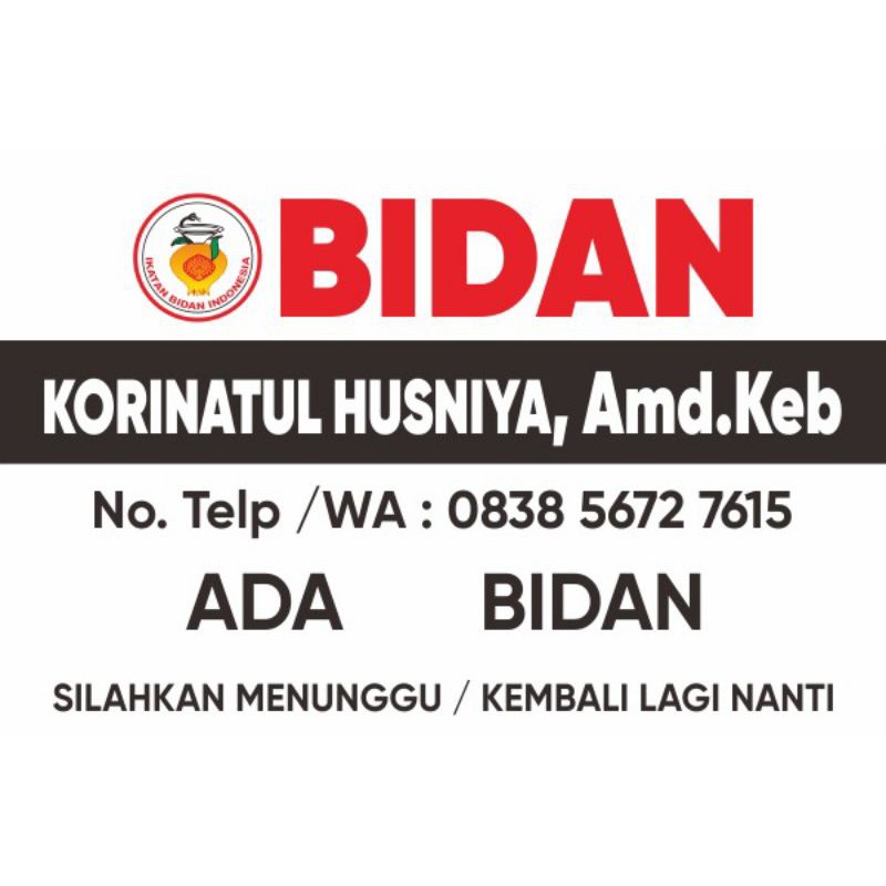 Acrylic akrilik papan bidan ( ada bidan /bidan keluar )