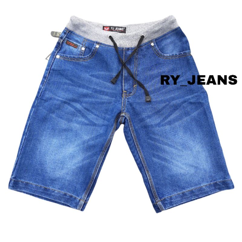 Celana jeans kolor pinggang karet rib yj jeans pria celana jumbo pria jeans pendek pria street