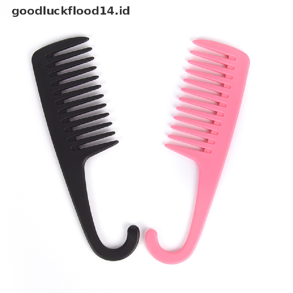 [OOID] Large Wide Tooth Combs Hook Handle Reduce Hair Loss Comb Styling Brush Tools ID