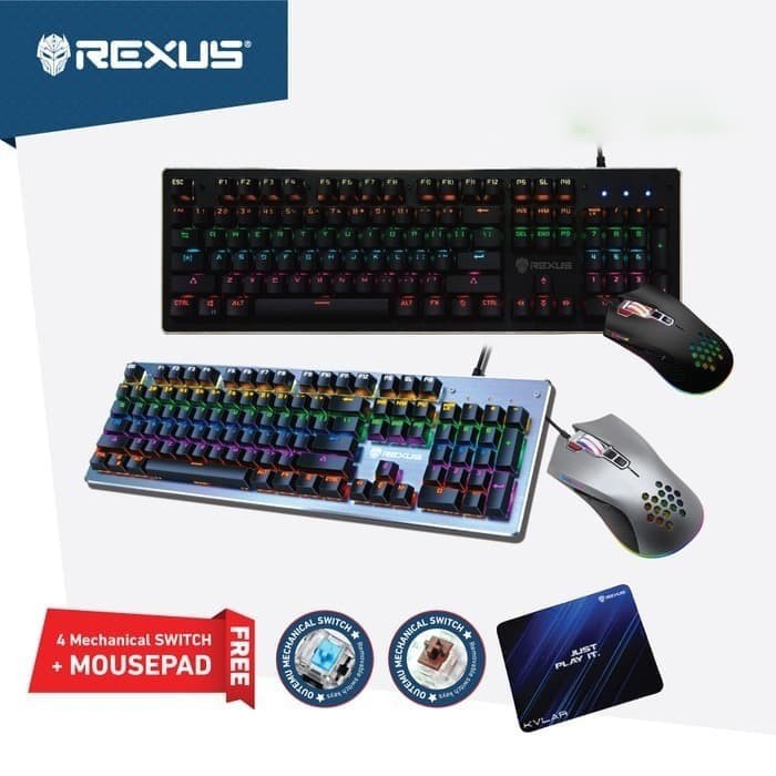 Keyboard Mouse gaming rexus mechanical Warfaction VR5 Combo mouse pad