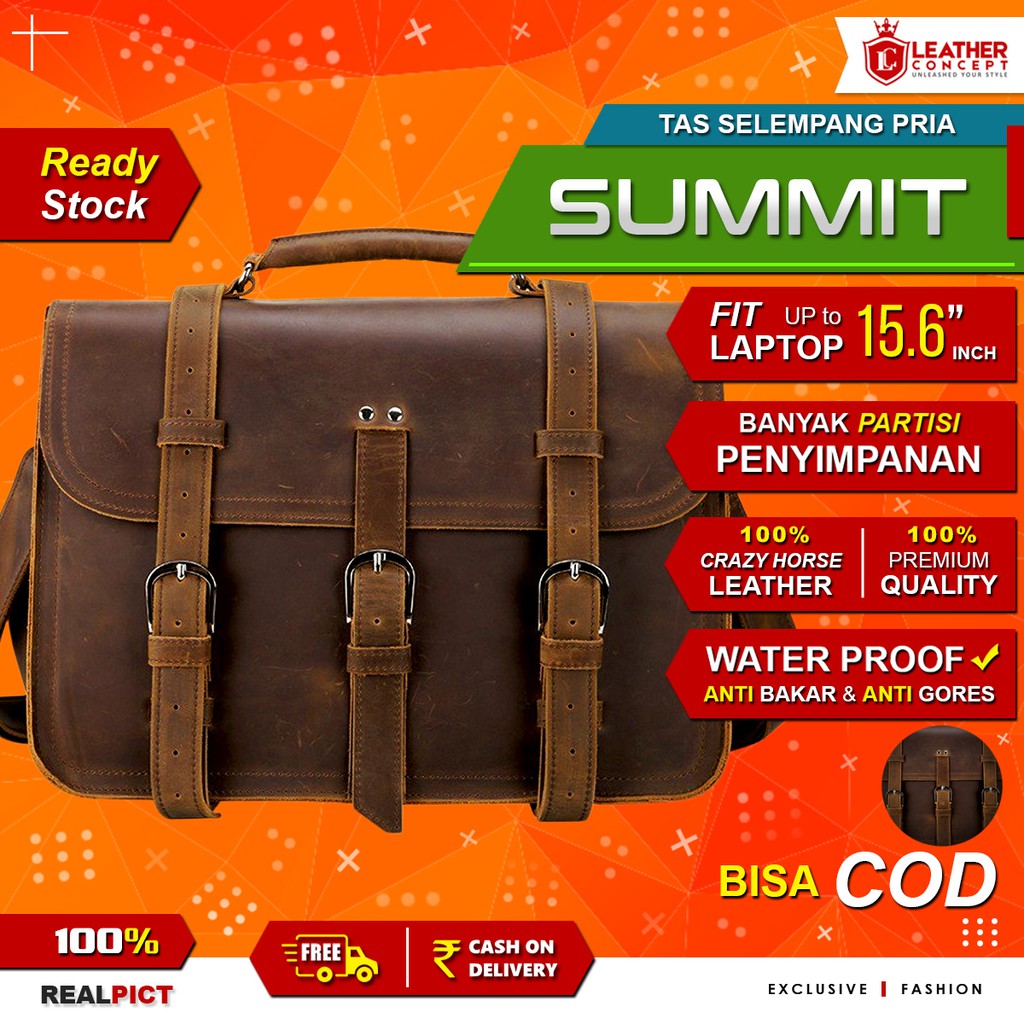 Tas Selempang Kulit Asli Crazy Horse Leather - SUMMIT by Napoleon