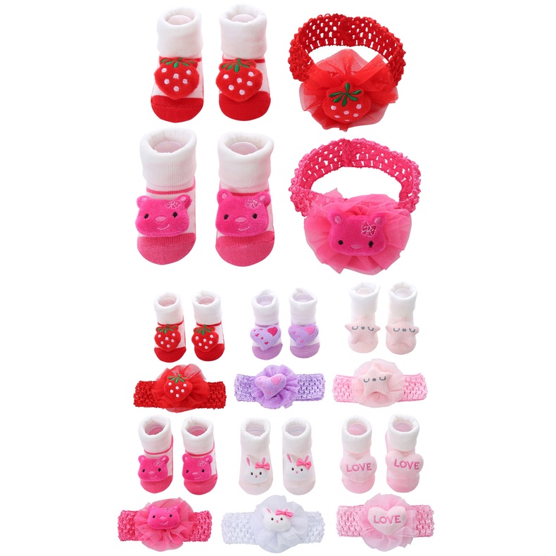 Set Kaos Kaki dan Bandana Bayi Newborn Import Victori Baby Set 2in1