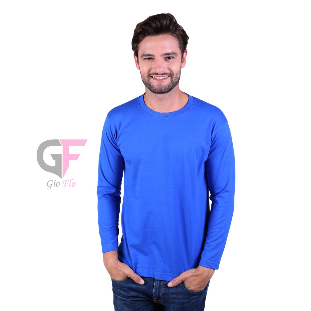GIOFLO Tshirts Polos Pria Casual Lengan Panjang Biru Benhur / PLS 143