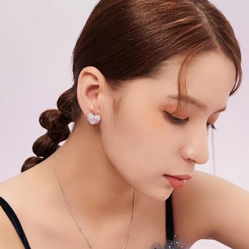 Anting Tusuk Berlian Imitasi Model Pita Warna Pink Untuk Wanita