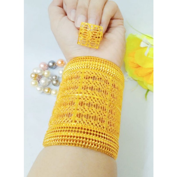 set gelang&cincin Kendari model India gold lapis emas 24k