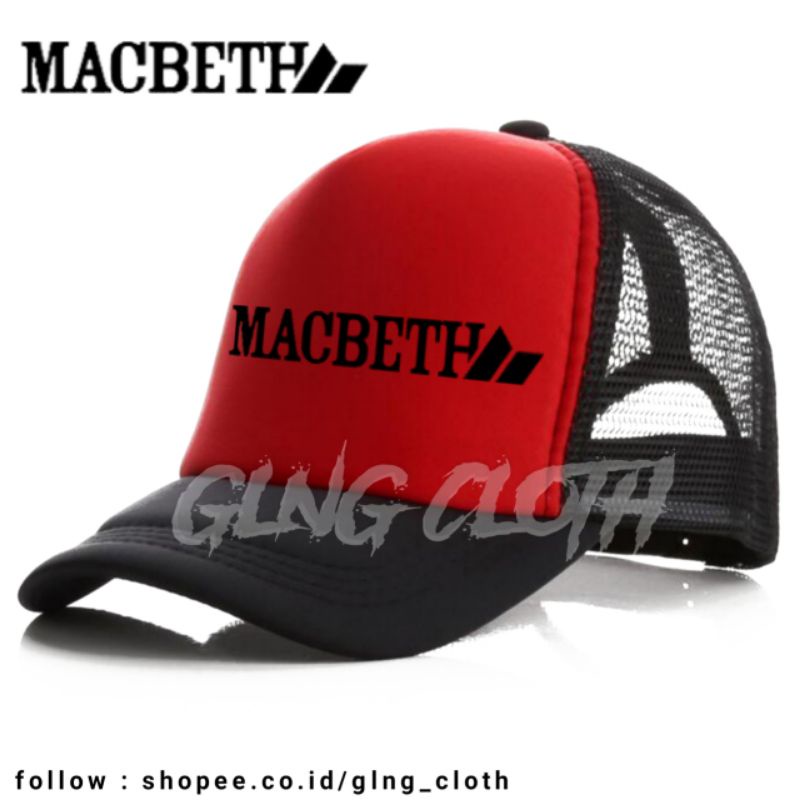 Topi MACBETH Trucker - Topi Hitam-Merah MACBETH