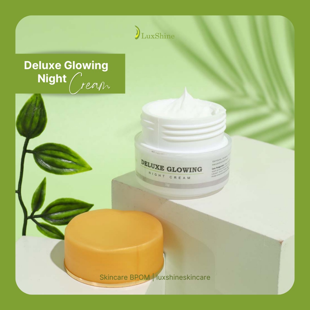 LuxShine Deluxe Glowing Night Cream Gold | Krim Malam | Krim Pencerah Wajah Glowing | Krim Pencerah 