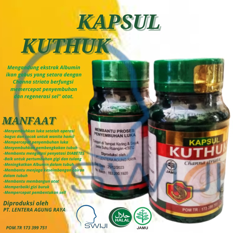 Kapsul kuthuk Premium, Kapsul ekstrak ikan gabus, Obat Penyembuh Luka,Minyak Ikan Gabus, Kuthuk