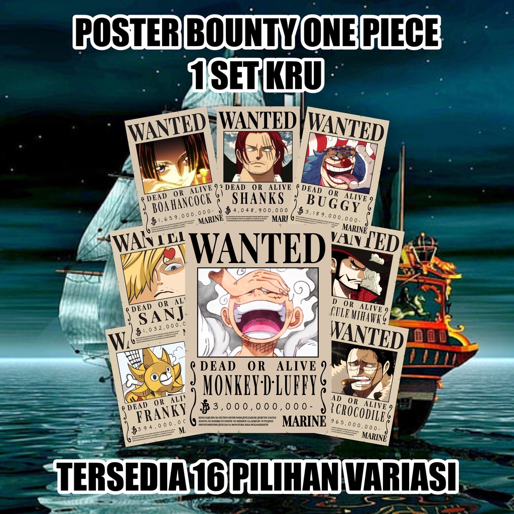 Poster Bounty One Piece Update Wanokuni A4 16 Pilihan Kru Isi 10pcs