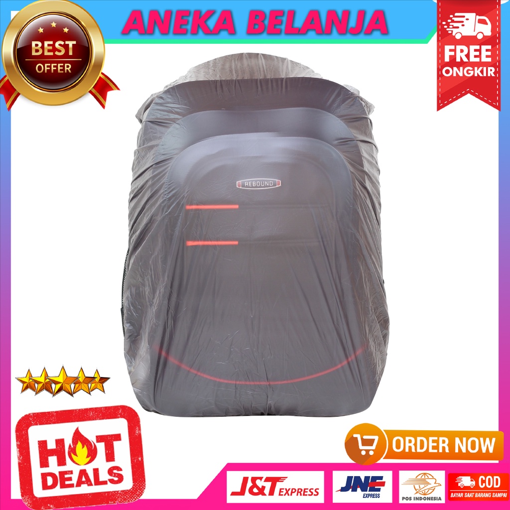 Tas Ransel Cowok Trendy Kekinian Ransel Rebound Hitam List Merah Free Raincover Murah Berkualitas Backpack Pria Sekolah Kuliah Kerja Hangout Free Slot Laptop Bahan Awet Tebal Terlaris