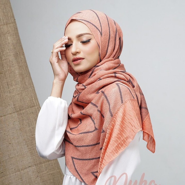 Unik NUHA ZIGZAG PEACH-PREMIUM HIJAB SHAWL KERUDUNG PASHMINA JILBAB INSTAN Terlaris