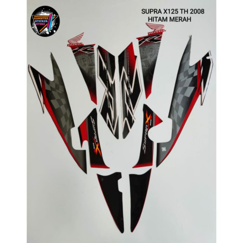 Striping honda supra x 125 tahun 2008 warna hitam merah, striping list body motor honda supra x 125 