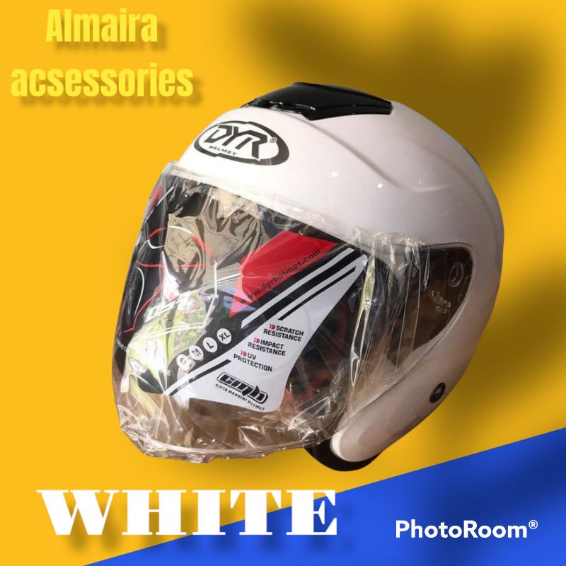 helm DYR / model, KYT KYOTO, white solid/ helm setandar-Putih
