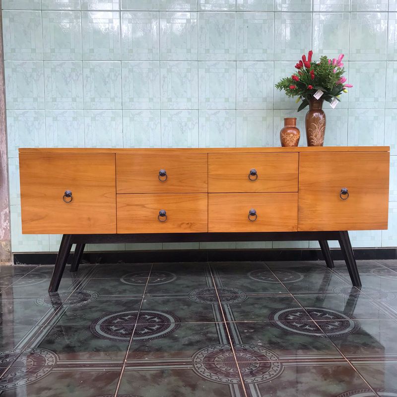 PROMO BUFET TV MINIMALIS RETRO KAYU JATI JEPARA