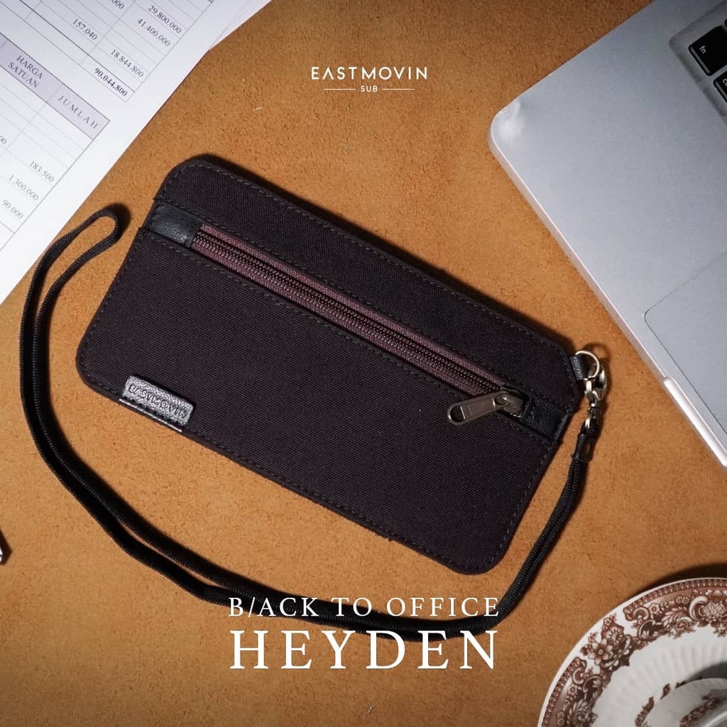 [PREMIUM] Dompet Gantung Leher Hanging Wallet Kartu HP Kanvas Kulit Asli Original Eastmovin Heyden