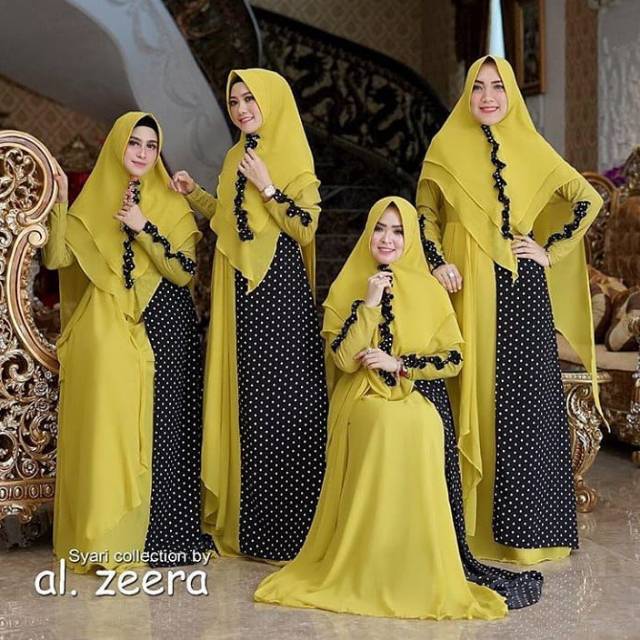 AL-ZEERA SYAR'I COLLECTION | GAMIS SET SYAR'I POLKA LEMON TERBARU | GROSIR GAMIS SYAR'I MURAH |