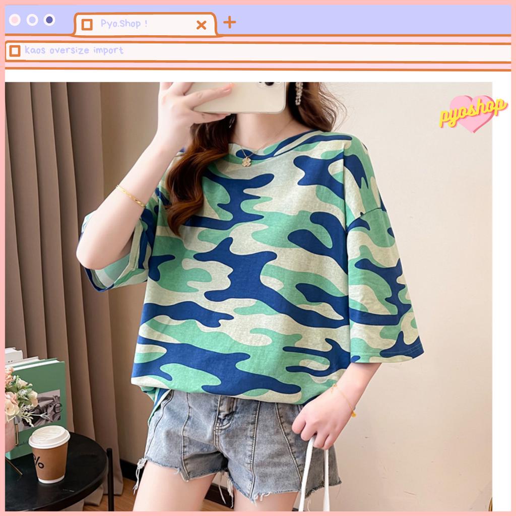 Oversize Kaos Import Lengan Pendek Motif NEW Army Fullprint