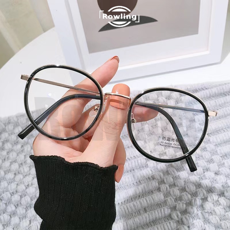 Rowling(ka-157)Frame Kacamata Retro Terbaru Poligonal Tidak teratur Wanita Pria Import anti Radiasi Blue Light Kacamata Fashion