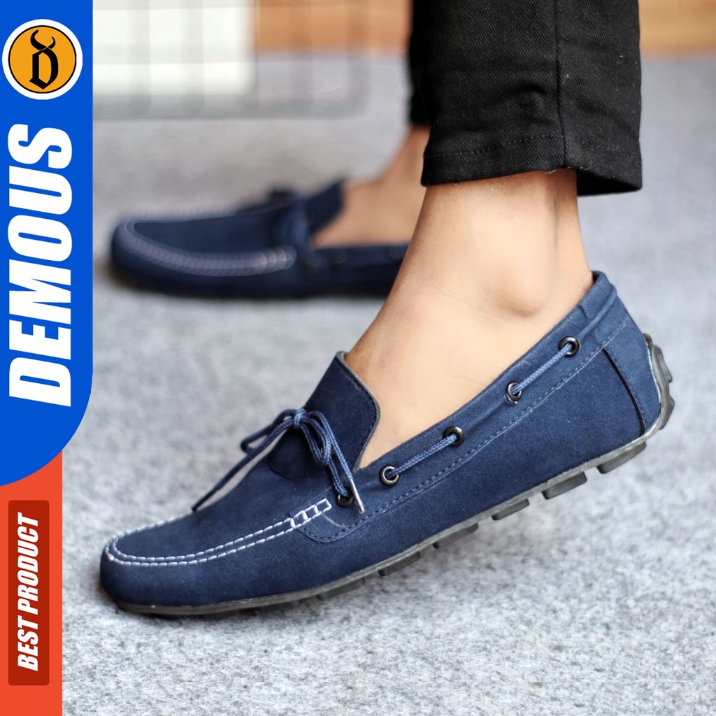 Sepatu Slip On Pria Sepatu Casual Pria Kulit Suede Kerja Kantor Kuliah Kondangan Sepatu Slop Pria Sepatu Hitam Pria DEMOUS SEBIT