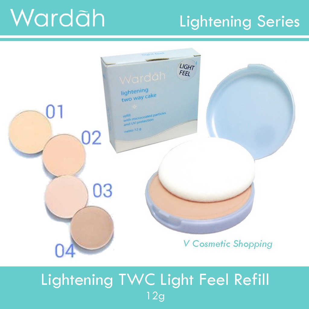 Wardah Lightening Powder Foundation Light Fell 12 gr / Wardah Lightening Powder Foundation Refill / Wardah Lightening Powder Foundation / Wardah Two Way Cake Light Feel