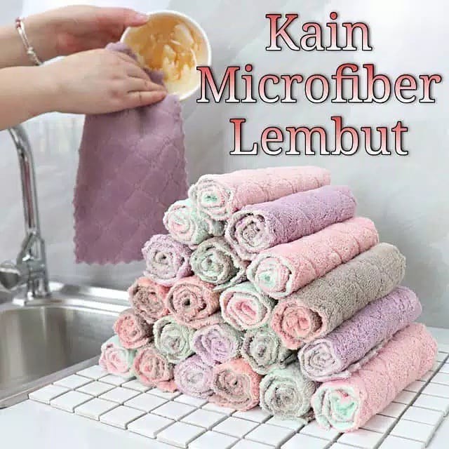 (JC) kain lap dapur cleaning cloth/kain lap anti minyak microfiber kitchen/ lap cuci piring ukuran 21*16