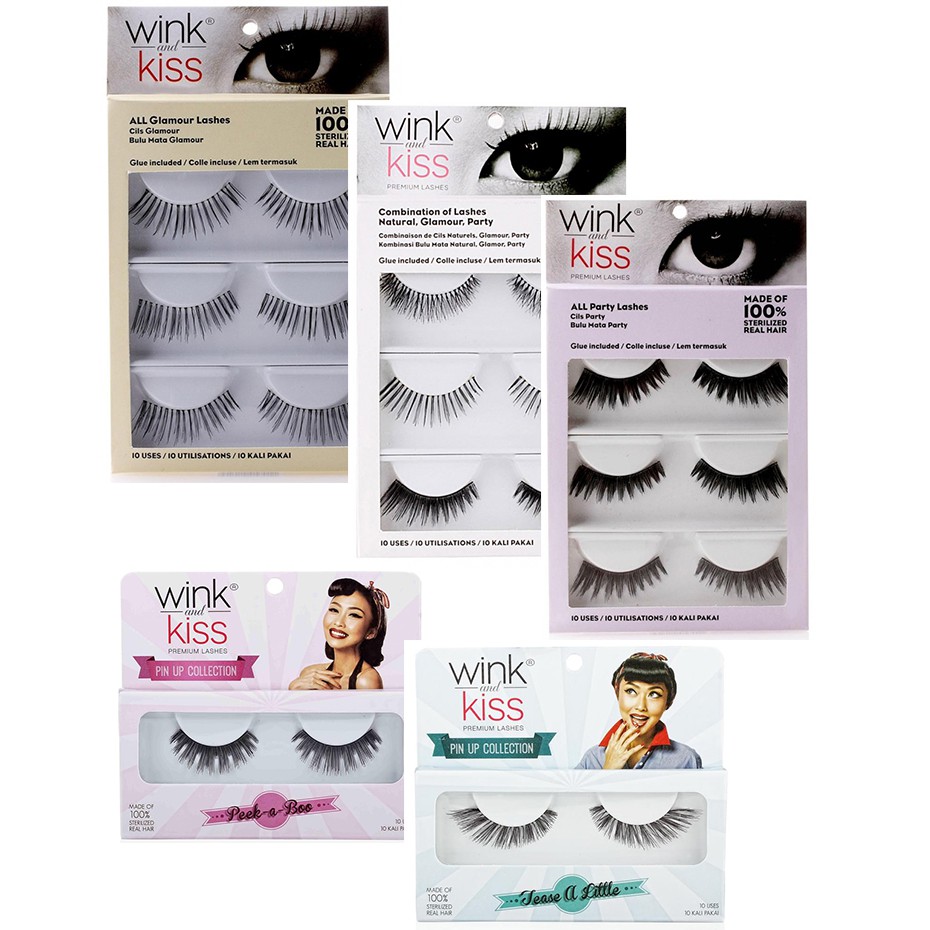 Wink &amp; Kiss Lashes [1pasang/3 pasang] - Human Hair/Bulu Mata Palsu