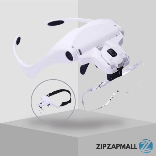 Kacamata Pembesar Reparasi Jam 5x Magnifier 2 LED / Kacamata Zoom Pembesar Reparasi Servise Jam Tangan Hp Perhiasan Baca Elektronik Magnifier Glasses Serbaguna / Kaca Pembesar Elektronik Elektronic Service / Helm Kacamata / Kacamata Tukang Murah Original